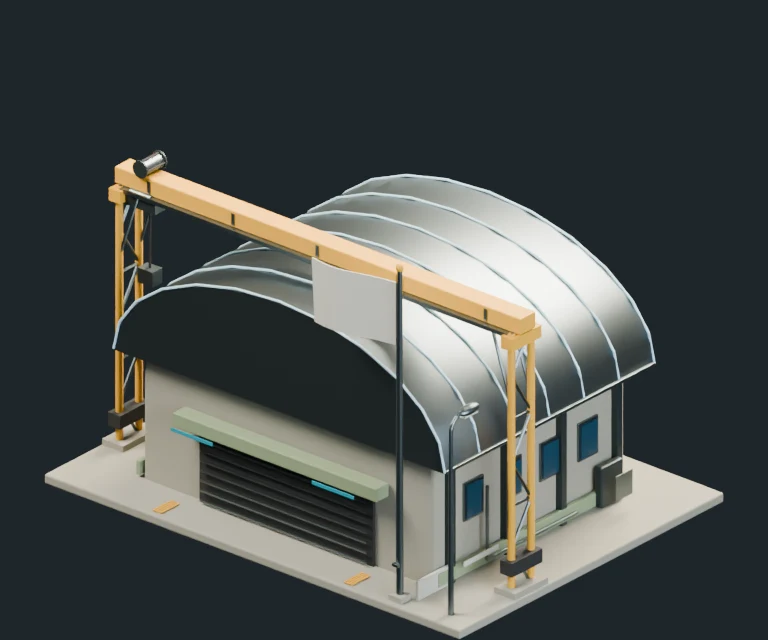 Fake Construction Yard, final Blender render