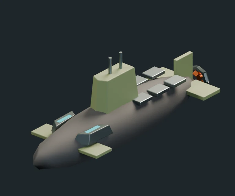 Missile Submarine, final Blender render