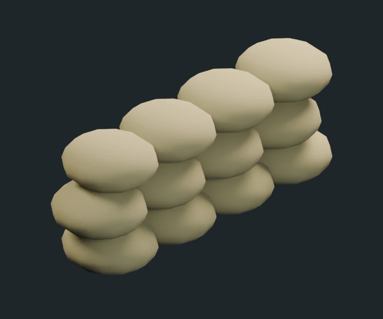 Sandbag Wall, final Blender render